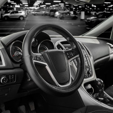 Чохол на кермо Carlife 37-39см, екошкіра, чорний, один шов SW140M