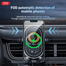 Тримач телефону автомобільний XO з бездротовою зарядкою WX038 15W Transparent Car Wireless Charging чорний