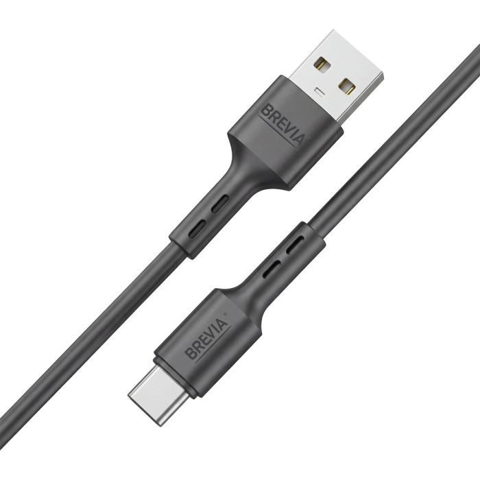 Кабель Brevia USB to Type-C 2,4A 1м, чорний ZIP (51100BUCZ1)