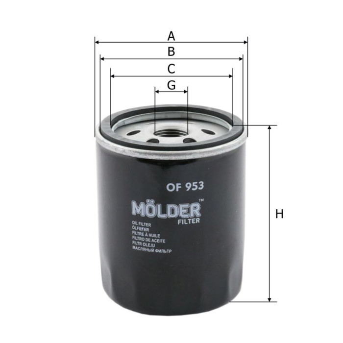Фільтр масляний Molder Filter OF 953 (WL7323, OC1063, W71273)