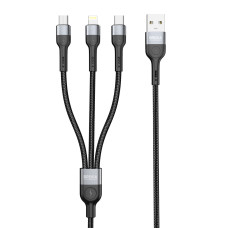 Кабель Brevia 3in1 USB to Lightning+Micro+Type-C 3A 1,2м, чорний (59120BULMCC1)