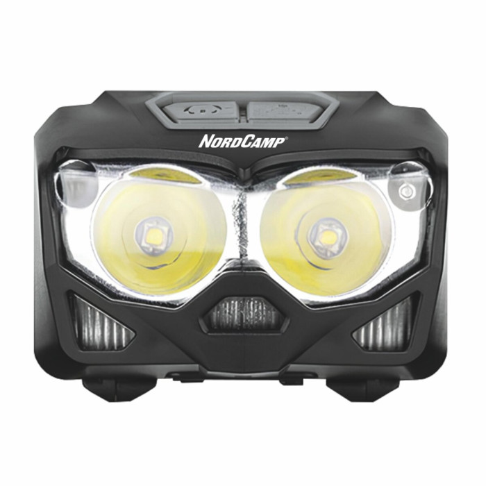 Ліхтар налобний Nord Camp 500Lm, 2x5W CREE XTG, 1200mAh/3xAAA, з сенсором білий/червоний