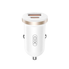 Автомобільний зарядний пристрій XO CC56 Plastic mini 30W+ Lightning кабель білий