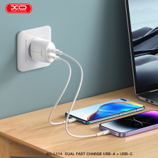 Мережевий зарядний пристрій XO L114 PD20W/QC18W білий