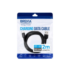 Кабель Brevia USB to Type-C 2,4A 2м, чорний ZIP (51200BUCZ1)