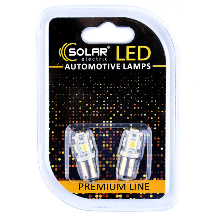 Автолампа Solar LED 24V T8.5 BA9s 5SMD white, 2шт