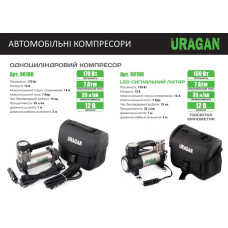 Компресор автомобільний Uragan 7Атм 35л/хв 150Вт з LED-ліхтарем