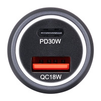 Автомобільний зарядний пристрій Brevia ePower Dual Style Metal LED 48W 1xUSB-C+1xUSB-A