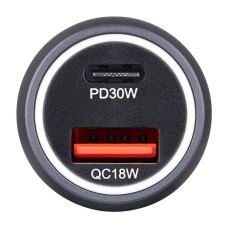 Автомобільний зарядний пристрій Brevia ePower Dual Style Metal LED 48W 1xUSB-C+1xUSB-A