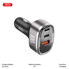 Автомобільний зарядний пристрій XO CC61 Smart USB/Type-C/Lightning 100W срібний