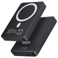 Повербанк (Power Bank) Brevia ePower 10000mAh MagSafe SuperSlim PD20W, Qі15W LCD чорний