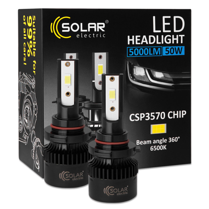 Автолампа Solar LED HB3(9005) 12/24V 50W 5000Lm 6500K CSP3570 2шт