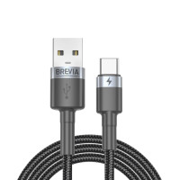 Кабель Brevia USB to Type-C 2,4А 1м, чорний ZIP (53100BUCZ1)