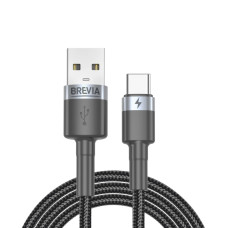 Кабель Brevia USB to Type-C 2,4А 1м, чорний ZIP (53100BUCZ1)