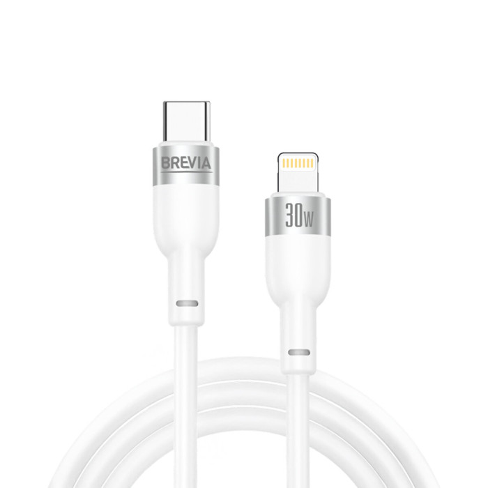 Кабель Brevia Type-C to Lightning 30W 1,2м, білий ZIP (52120WCLZ1)