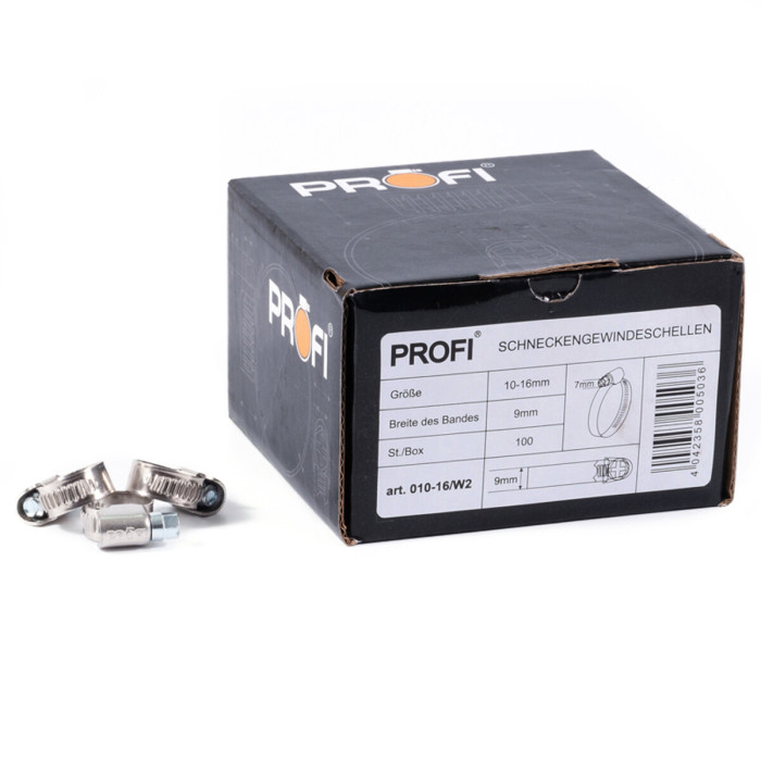 Хомути Profi 10-16/W2, 9мм, 100шт