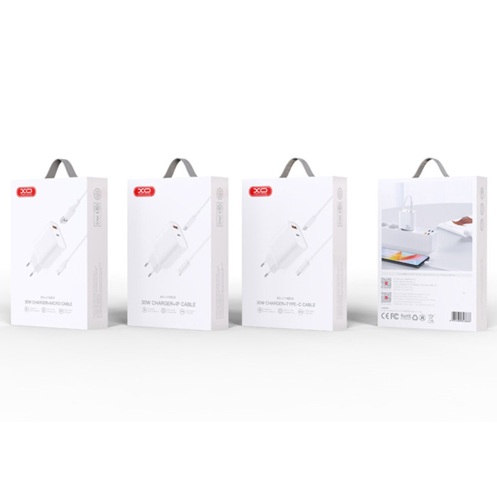 Мережевий зарядний пристрій XO L116 PD30W/QC18W 1USB-C+1USB-A Type-C кабель білий