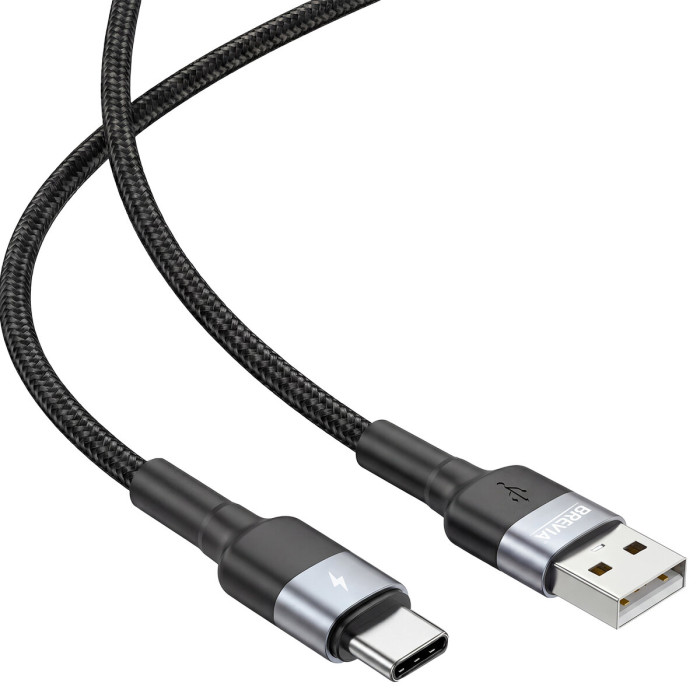 Кабель Brevia USB to Type-C 2,4А 1,2м, чорний box (53120BUCC1)