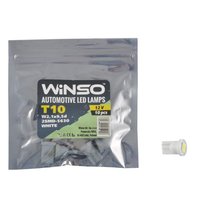 Автолампа Winso LED 12V SMD T10 W2.1x9.5d, 10шт 127300
