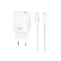 Мережевий зарядний пристрій XO L130 PD30W/QC18W 1USB-C+1USB-A + Type-C кабель білий