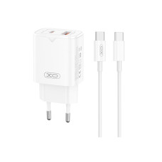 Мережевий зарядний пристрій XO L130 PD30W/QC18W 1USB-C+1USB-A + Type-C кабель білий