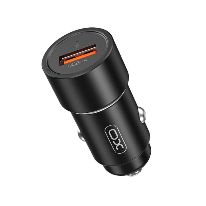 Автомобільний зарядний пристрій XO CC54 USB QC3.0 18W + Lightning кабель чорний