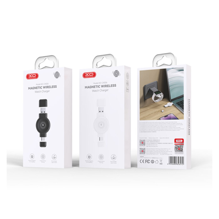 Бездротовий зарядний пристрій XO CX026 Watch Wireless Charger Apple/Samsung USB/Type-C чорний