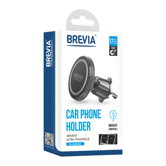 Тримач телефону автомобільний Brevia AirVent Ultra MagCircle на дефлектор, магнітний Magsafe