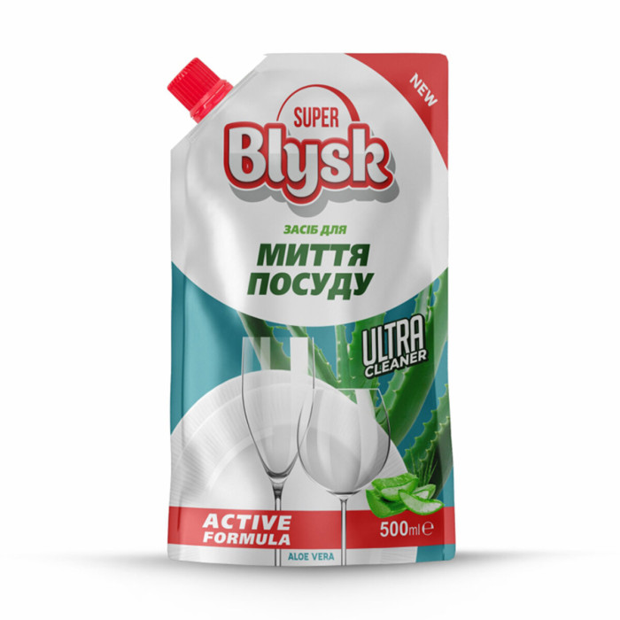 Засіб для миття посуду Super Blysk алое вера дой-пак, 500мл