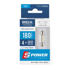Автолампа Brevia S-Power LED C5W (C10W) T11x36 180Lm 4x2835SMD 12V CANbus, 2шт