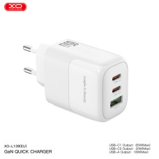 Мережевий зарядний пристрій XO L139 1USB-A 45W+2USB-C 65W + Type-c кабель білий