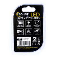 Автолампа Solar LED 12V T10 W2.1x9.5d 1COB white, 2шт SL1337