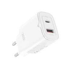 Мережевий зарядний пристрій XO L130 PD30W/QC18W 1USB-C+1USB-A + Type-C кабель білий