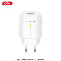Мережевий зарядний пристрій XO L112 QC18W + Lightning кабель білий