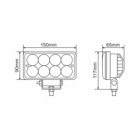 Фара світлодіодна Brevia Epistar 4D Spot 10-30V, 24W (8x3W), 1320Lm, 1шт