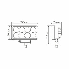 Фара світлодіодна Brevia Epistar 4D Spot 10-30V, 24W (8x3W), 1320Lm, 1шт