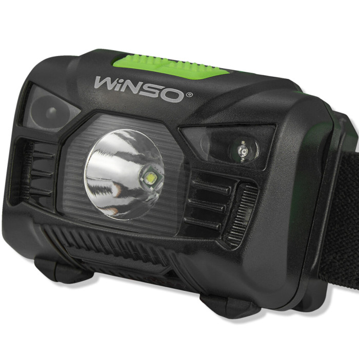 Ліхтар налобний Winso 150Lm, 3W LED, 1200mAh з сенсором білий/червоний
