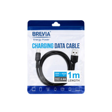 Кабель Brevia USB to Lightning 2,4A 1м, чорний ZIP (51100BULZ1)