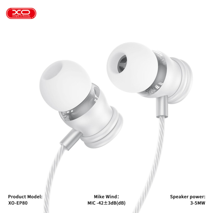 Навушники дротові XO EP80 In ear Type-C білі