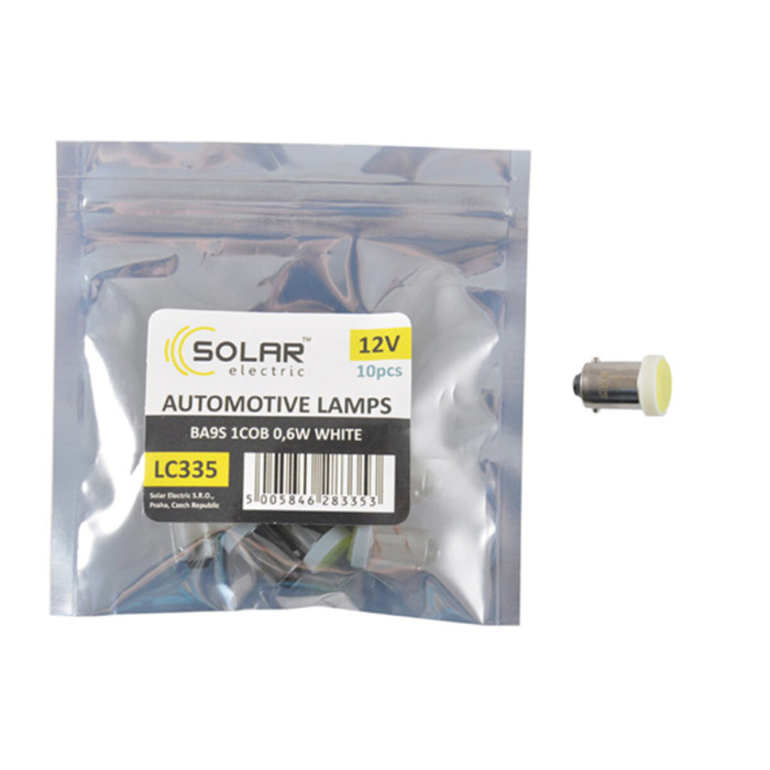 Автолампа Solar LED 12V T8.5 BA9s 1COB 0,6W white 10шт