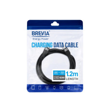 Кабель Brevia Type-C to Type-C 60W 1,2м, чорний ZIP (52120BCCZ1)