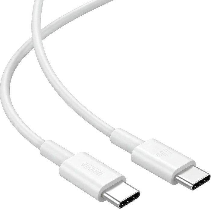 Кабель Brevia Type-C to Type-C 60W 1м, білий ZIP (55100WCCZ1)