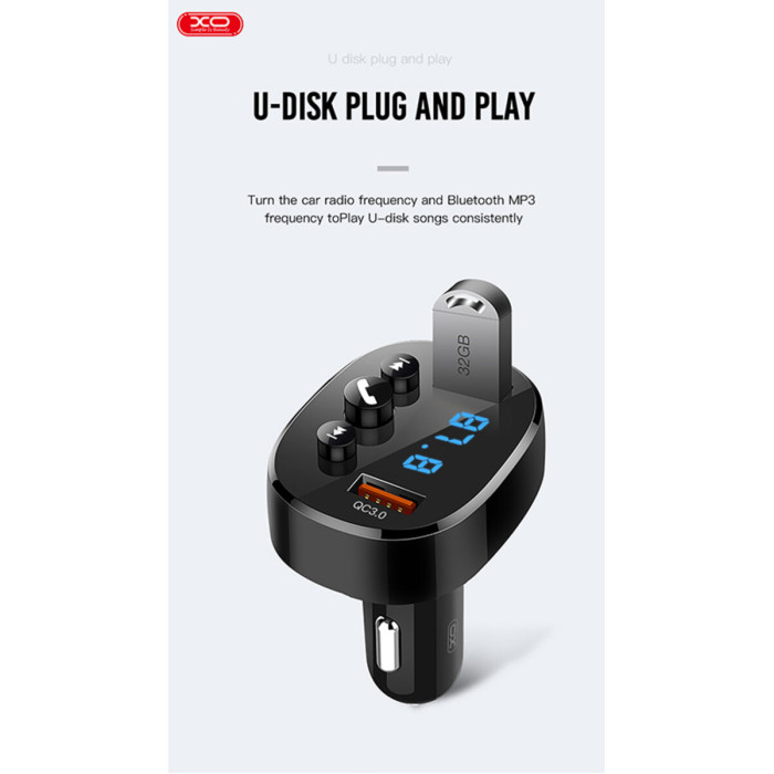 FM-трансмітер XO BCC03 Bluetooth+QC чорний