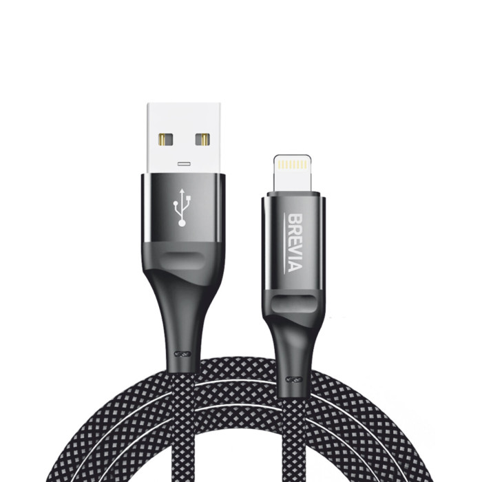 Кабель Brevia USB to Lightning 2.4А 1м, чорний box (56100BULC1)