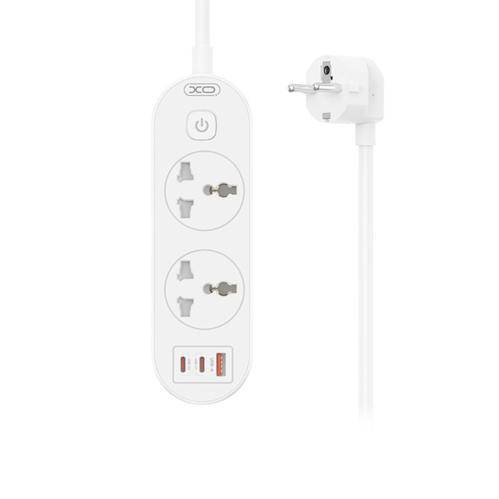 Мережевий фільтр XO WL31 30W (2 розетки +1USB-A+2USB-C) з головними вимикачем 1,5м. білий