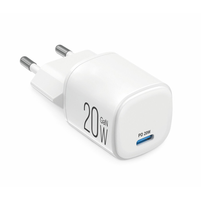 Мережевий зарядний пристрій Brevia ePowerGaN PD20W USB-C білий