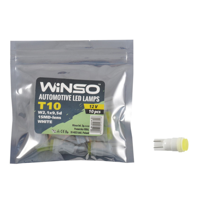 Автолампа Winso LED 12V SMD T10 W2.1x9.5d, 10шт 127110
