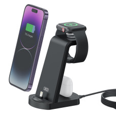 Бездротовий зарядний пристрій XO WX035 3в1 Watch Charger + Lightning + TWS