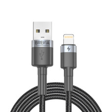 Кабель Brevia USB to Lightning 2,4А 1м, чорний ZIP (53100BULZ1)
