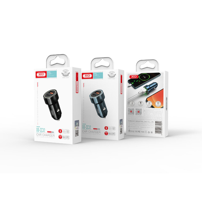 Автомобільний зарядний пристрій XO CC32 PD+QC3.0 20W USB + Type-c синій